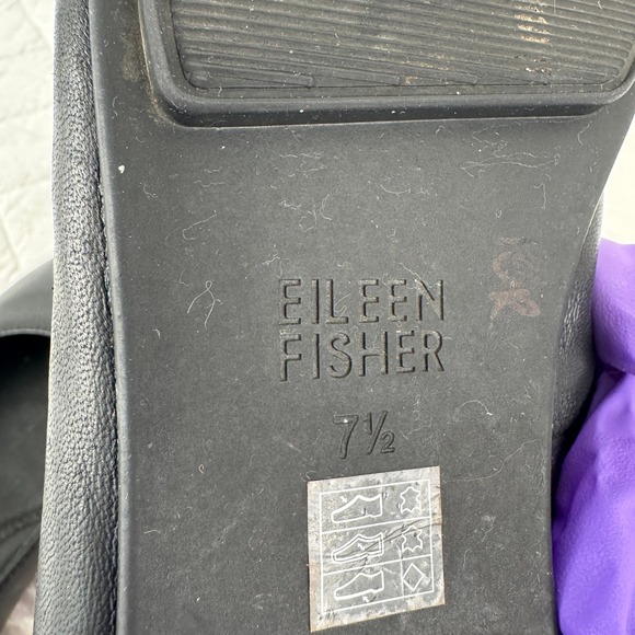 Eileen Fisher Fosse Leather Ballet Flats Black Slip On Round Toe Women Size 7.5 - Picture 11 of 11